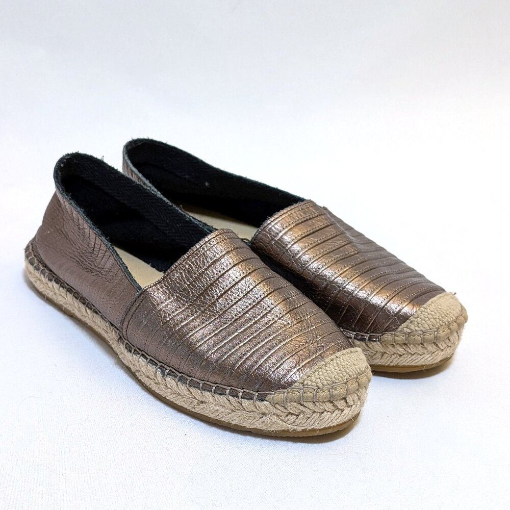 Fabiolas Spain Metallic Bronze Canvas Cap Toe Espadrilles Women's Size 37 / US 7 - Picture 1 of 6